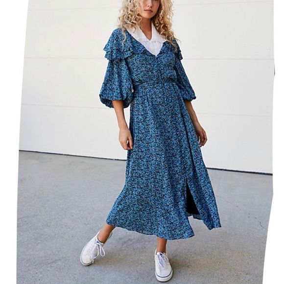 NWT Free People Float On A Sunbeam Midi Dress - Picture 1 of 4